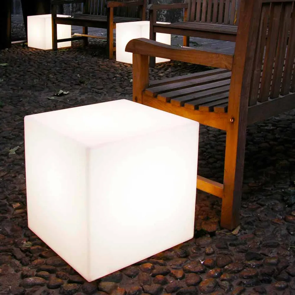 SLIDE Designer Stehlampen-Weiße Tisch- / Stehleuchte Cubo, hergestellt in Italien