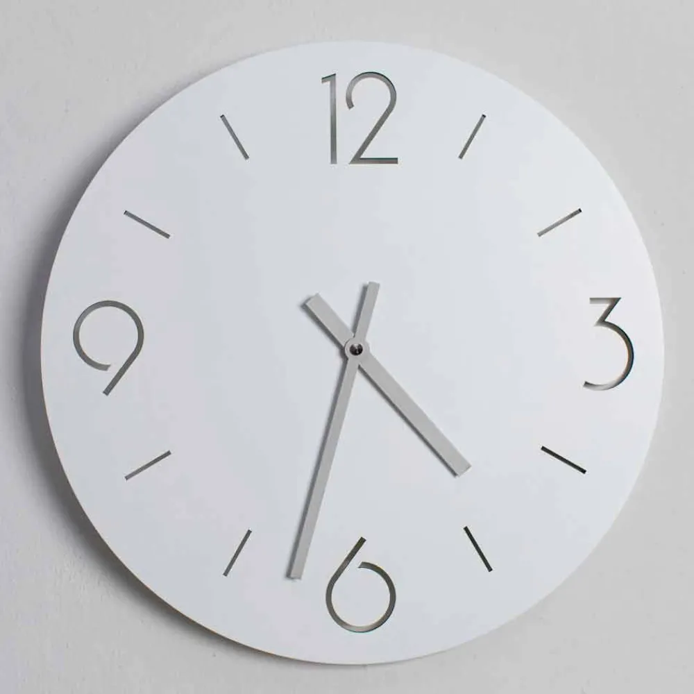 Viadurini Time Design Wanduhren-Weiße Wanduhr im klassischen Design aus rundem Holz - Septimius