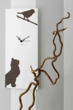 Viadurini Time Design Wanduhren-Weiße Wanduhr mit hölzernen Tierdekorationen Modernes Design - Spannung