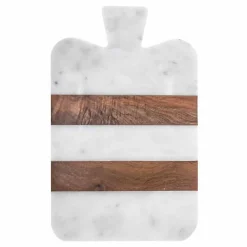 Viadurini Kitchen Küchenzubehör-Weißer Carrara Marmor und Holz Made in Italy Design Schneidebrett - Evea