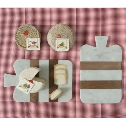 Viadurini Kitchen Küchenzubehör-Weißer Carrara Marmor und Holz Made in Italy Design Schneidebrett - Evea