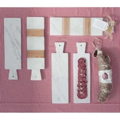 Viadurini Kitchen Küchenzubehör-Weißer Carrara Marmor und Holz Made in Italy Design Schneidebrett - Evea