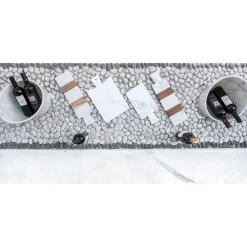 Viadurini Kitchen Küchenzubehör-Weißer Carrara Marmor und Holz Made in Italy Design Schneidebrett - Evea