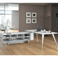 Viadurini Living Design Schreibtische-Weißer Chefschreibtisch mit offener Einheit - Serio