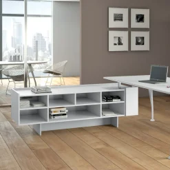 Viadurini Living Design Schreibtische-Weißer Chefschreibtisch mit offener Einheit - Serio