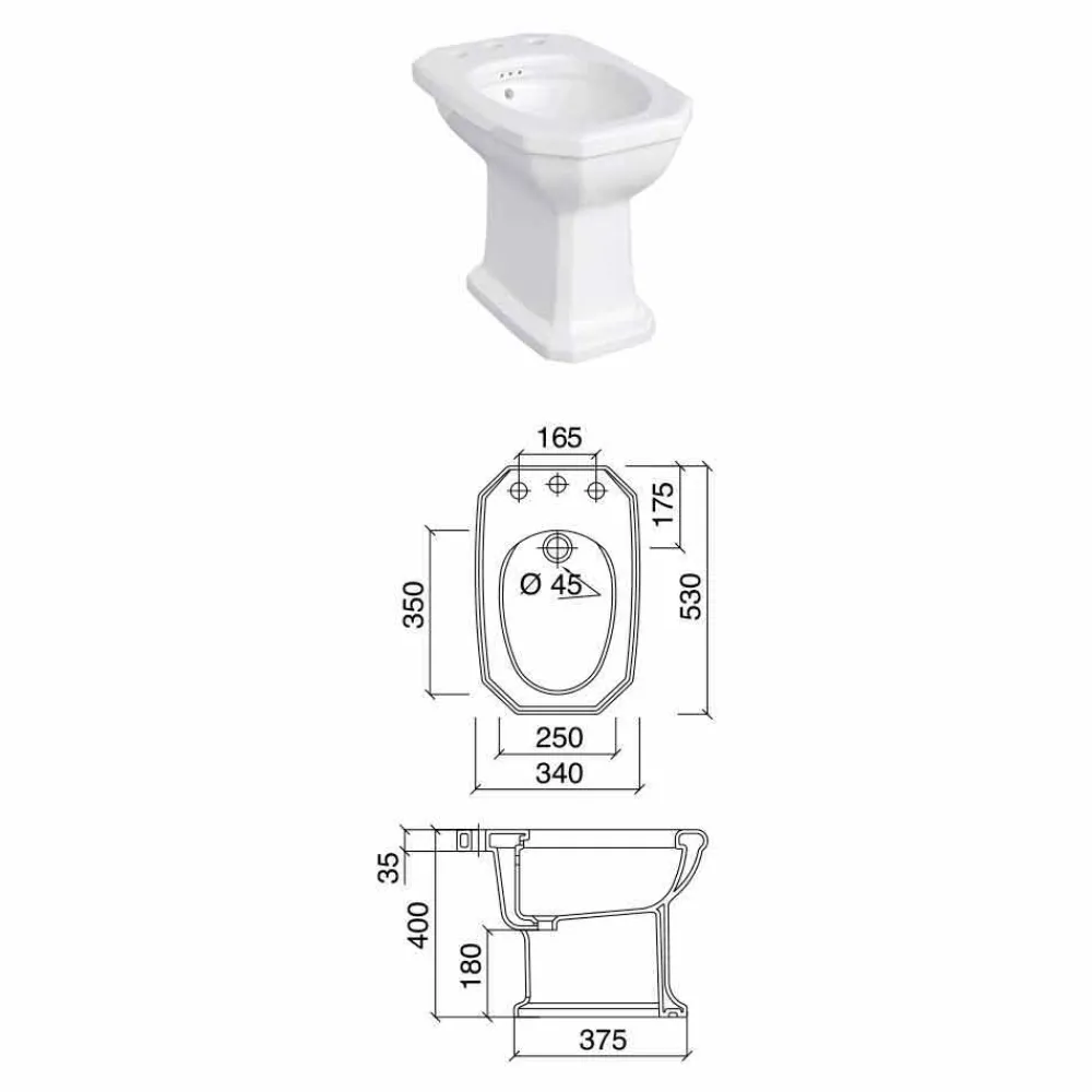 Viadurini Bathroom Bidet-Weißer Keramik-Vintage-Stil Made in Italy Bidet - Nausica