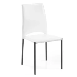 Viadurini Living Design Stühle-Weißer Lederstuhl und schwarze Stahlbeine, hergestellt in Italien – Clouds