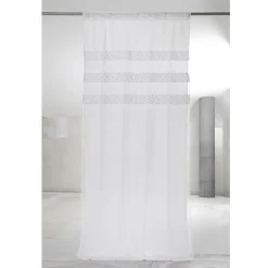Viadurini Textile Leinenvorhänge-Weißer Leinenvorhang mit Organza und Stickerei, Design Made in Italy - Marpessa
