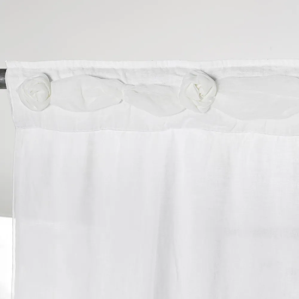 Viadurini Textile Leinenvorhänge-Weißer Leinenvorhang mit Organza und Stickerei, Design Made in Italy - Marpessa