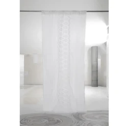 Viadurini Textile Leinenvorhänge-Weißer Leinenvorhang mit Organza und Stickerei Italienischer Luxus - Marinella