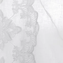 Viadurini Textile Leinenvorhänge-Weißer Leinenvorhang mit Organza und Stickerei Italienischer Luxus - Marinella