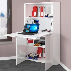 Viadurini Design Design Schreibtische-Weißer moderner Eckschreibtisch im italienischen Design aus poliertem Holz - Ghero