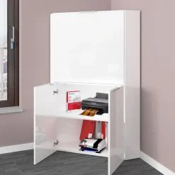 Viadurini Design Design Schreibtische-Weißer moderner Eckschreibtisch im italienischen Design aus poliertem Holz - Ghero