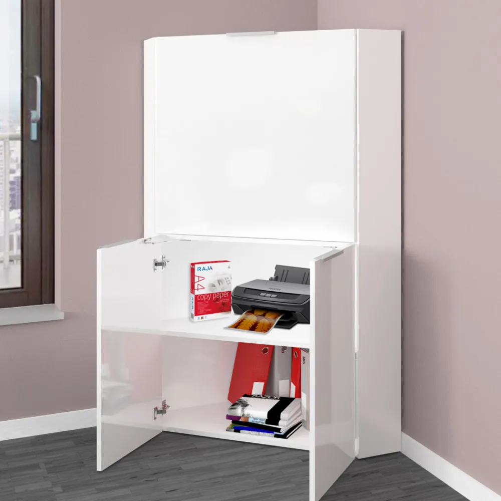 Viadurini Design Design Schreibtische-Weißer moderner Eckschreibtisch im italienischen Design aus poliertem Holz - Ghero