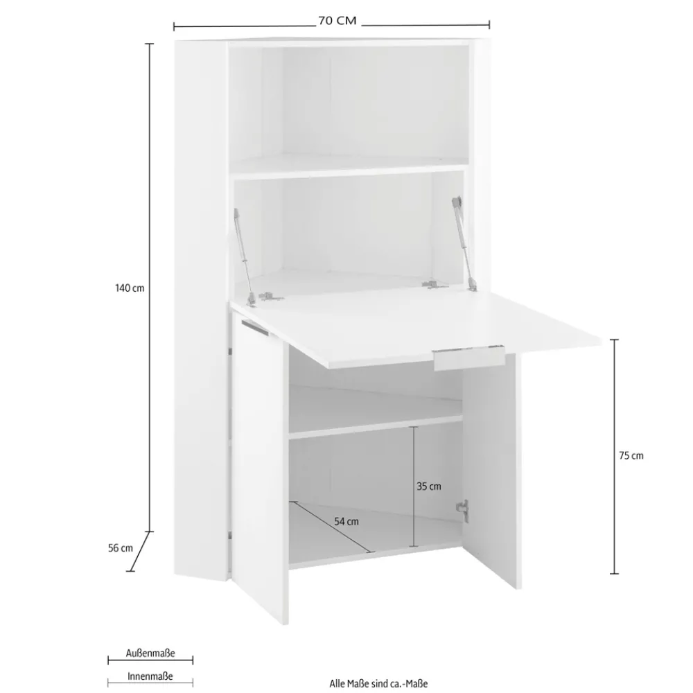 Viadurini Design Design Schreibtische-Weißer moderner Eckschreibtisch im italienischen Design aus poliertem Holz - Ghero