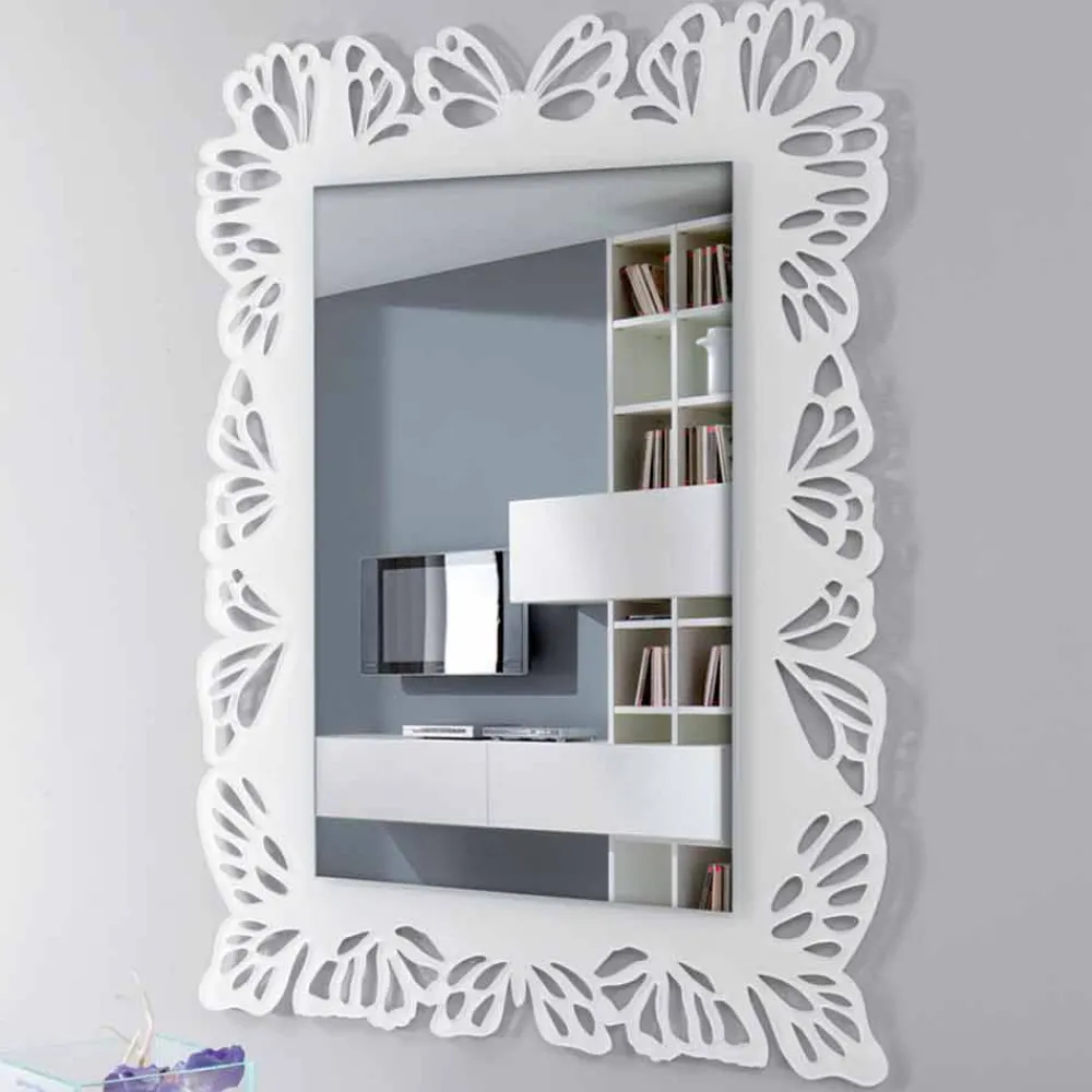 Viadurini Decor Wandspiegel-Weißer Plexiglas-Wandspiegel mit verziertem rechteckigem Rahmen - Alidifarf