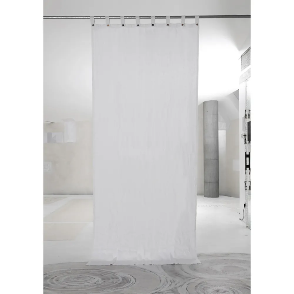 Viadurini Textile Leinenvorhänge-Weißer schwerer Leinenvorhang mit italienischen Luxusknöpfen - Gorgia