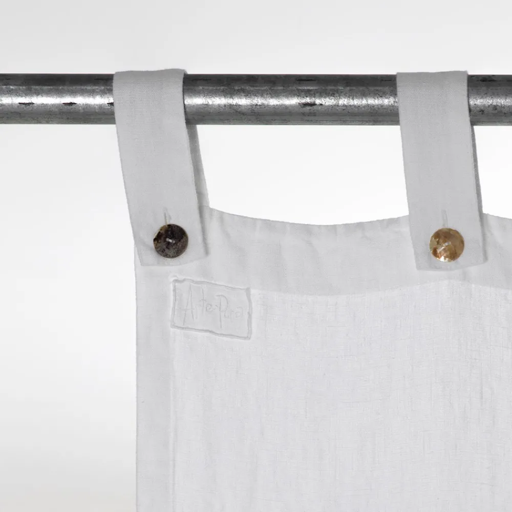 Viadurini Textile Leinenvorhänge-Weißer schwerer Leinenvorhang mit italienischen Luxusknöpfen - Gorgia
