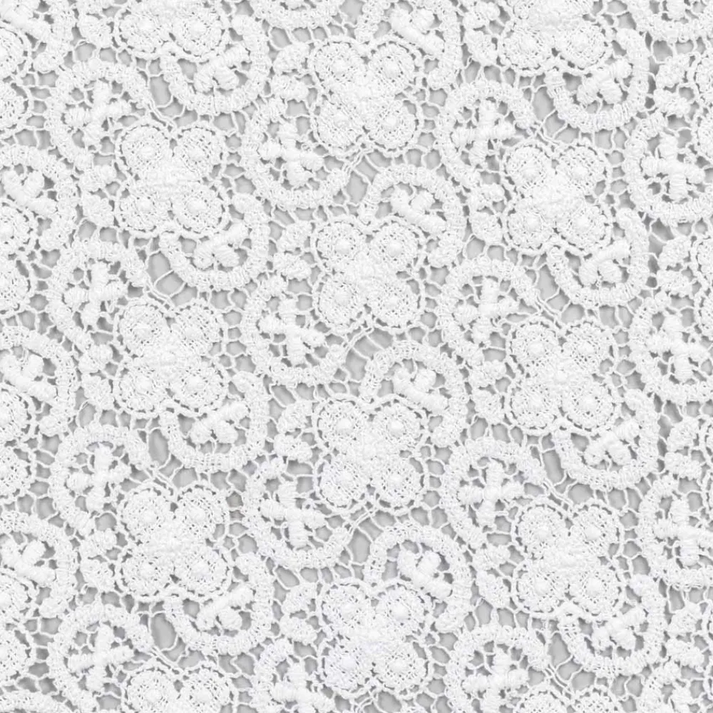 Viadurini Textile Runner-Weißer Tischläufer in gehäkelter Spitzenstickerei und Baumwollmischungskante - Giangi