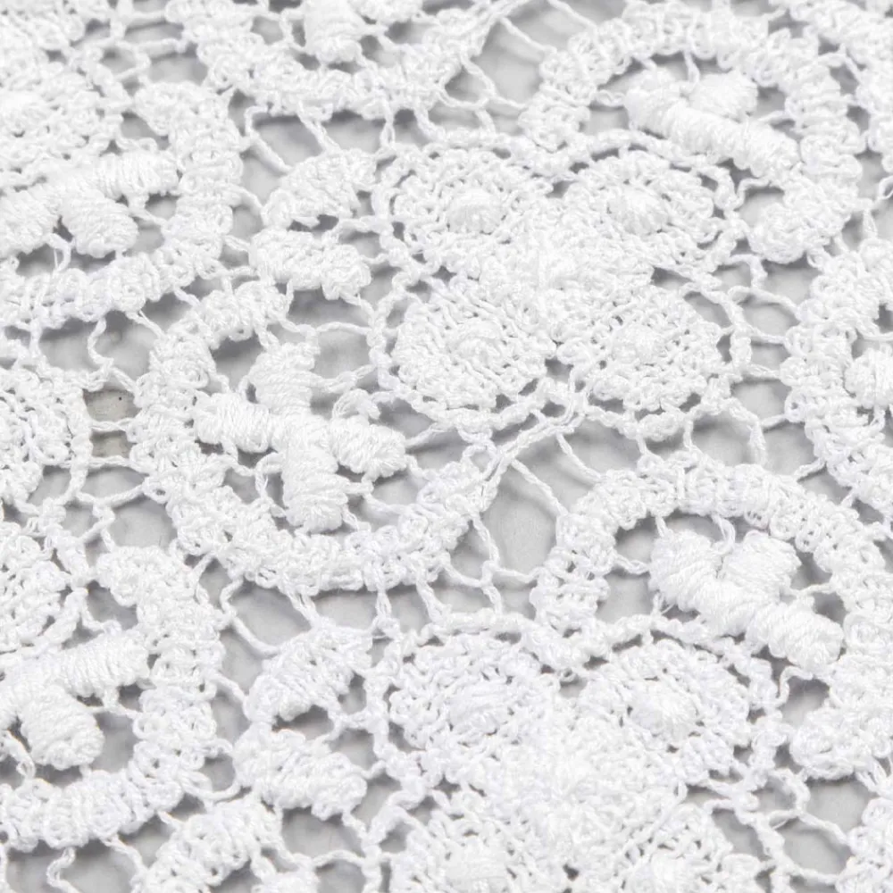 Viadurini Textile Runner-Weißer Tischläufer in gehäkelter Spitzenstickerei und Baumwollmischungskante - Giangi