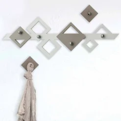 Viadurini Decor Wandgarderobe-Weißer und beiger hölzerner Wandhalter Modernes geometrisches Design - Klimt