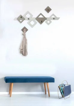 Viadurini Decor Wandgarderobe-Weißer und beiger hölzerner Wandhalter Modernes geometrisches Design - Klimt