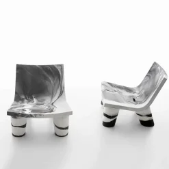 SLIDE Sessel Kunststoff|Moderne Sessel-Weißer und schwarzer Outdoor-Lounge-Sessel Low Lita Anniversary