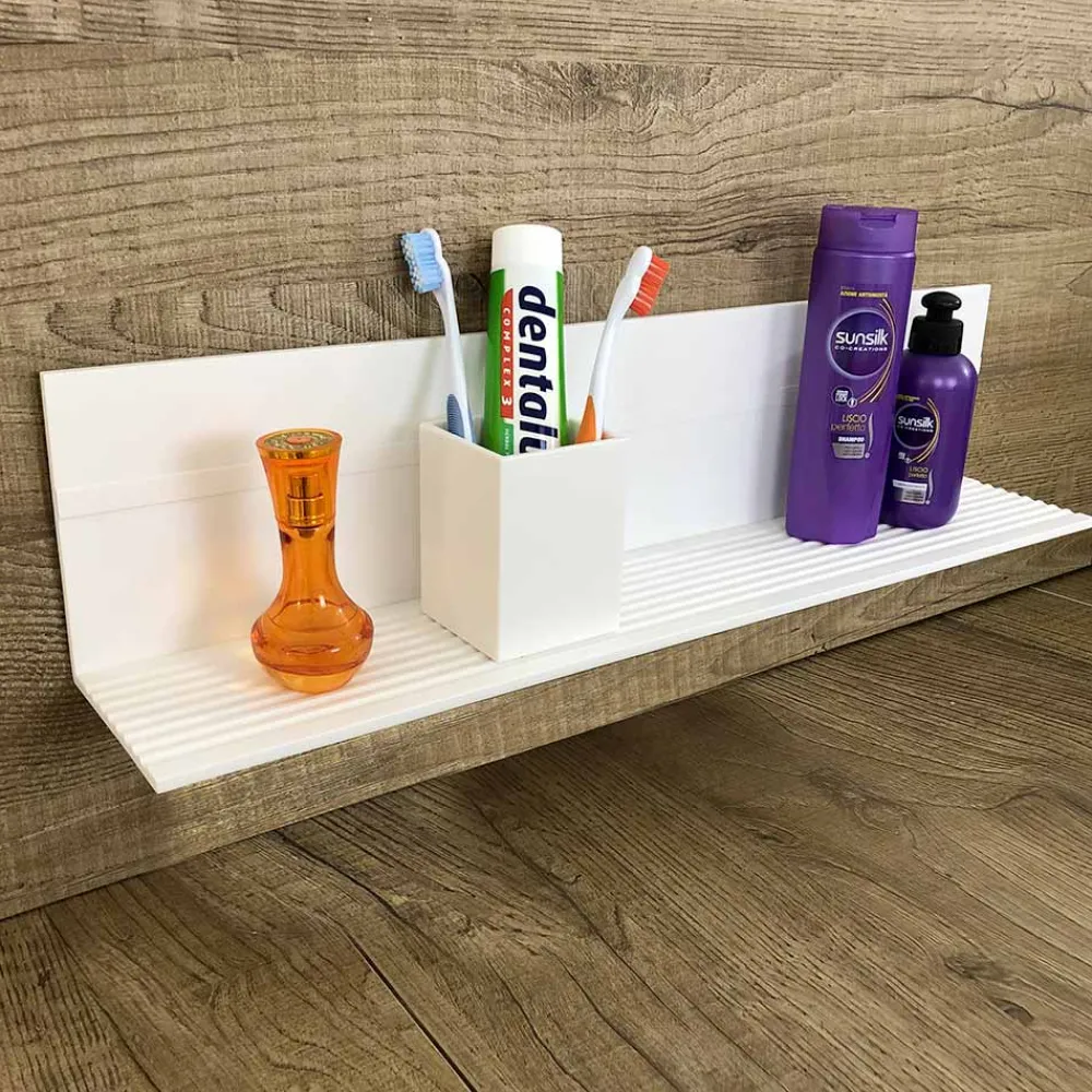 Viadurini Bathroom Badzubehör-Weißes Corian Wandregal L 35 oder L 60 cm Made in Italy Qualität - Elono