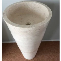 Viadurini Bathroom Steinwaschbecken-Weißes freistehendes Waschbecken aus Stein Brent, Unikat