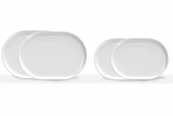 Viadurini Kitchen Geschirr Teller-Weißes ovales Servierteller des modernen Designs in Porzellan 4 Stück - Arktis