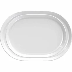 Viadurini Kitchen Geschirr Teller-Weißes ovales Servierteller des modernen Designs in Porzellan 4 Stück - Arktis