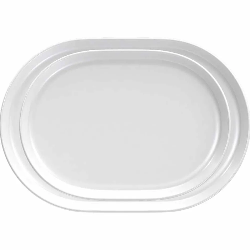 Viadurini Kitchen Geschirr Teller-Weißes ovales Servierteller des modernen Designs in Porzellan 4 Stück - Arktis