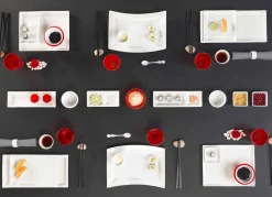 Viadurini Kitchen Teller Set-Weißes Porzellan Moderne Teller Set 25 Stück - Basal