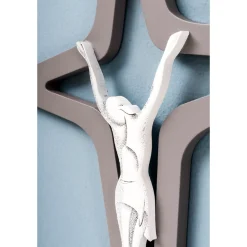 Viadurini Decor Religiöse Bilder-Weißes und graues Christo-Kruzifix mit Lasergravur, hergestellt in Italien – Teresa