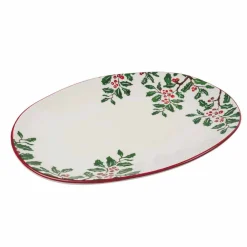 Viadurini Kitchen Geschirr Teller-Weihnachtstablett oder ovale Servierteller aus Porzellan 2 Stück - Pungitopo