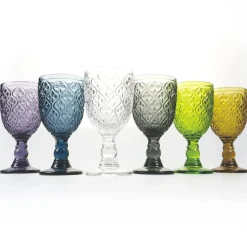 Viadurini Kitchen Gläser Set-Wein- oder Wasserkelche aus farbigem Glas und Arabeskendekoration 12 Stück - Marokko