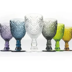 Viadurini Kitchen Gläser Set-Wein- oder Wasserkelche aus farbigem Glas und Arabeskendekoration 12 Stück - Marokko