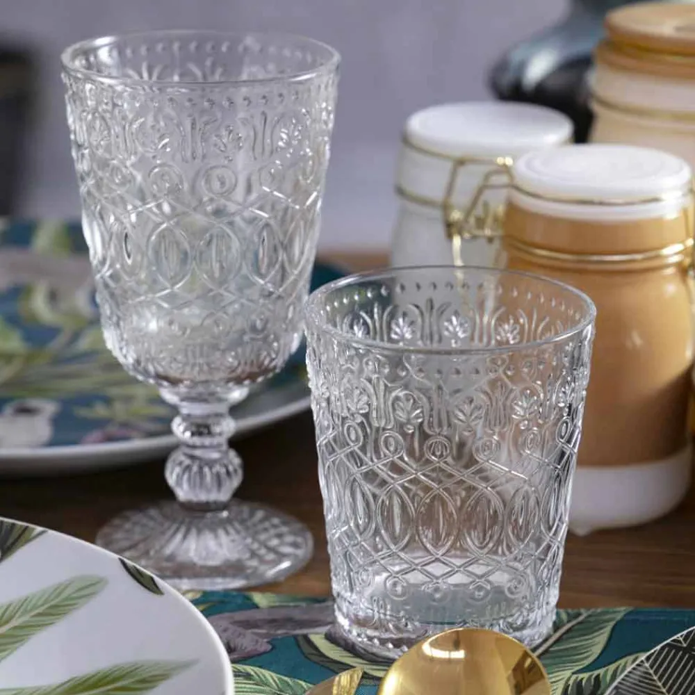 Viadurini Kitchen Gläser Set-Weingläser aus transparentem dekoriertem Glas 12 Designbecher - Marokkobisch