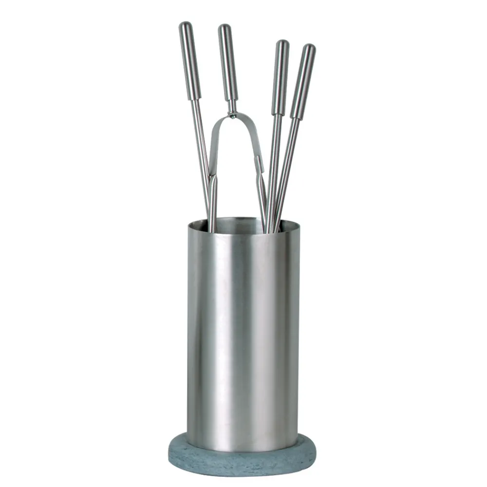 Viadurini Fire Design Kaminbesteck-Werkzeughalter aus Edelstahl mit 4 in Italien hergestellten Zubehörteilen – Rucksack