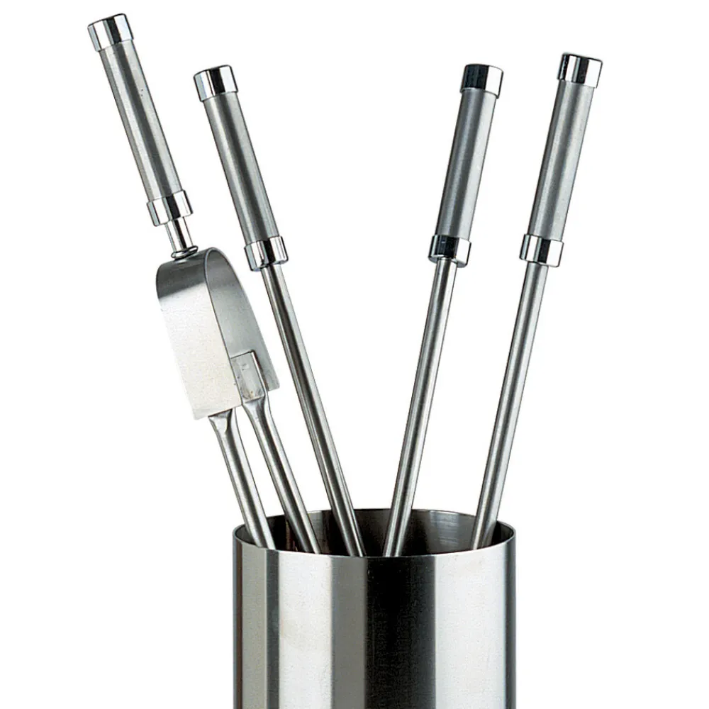 Viadurini Fire Design Kaminbesteck-Werkzeughalter aus Edelstahl mit 4 in Italien hergestellten Zubehörteilen – Rucksack