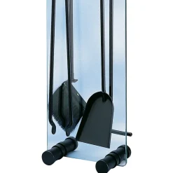 Viadurini Fire Design Kaminbesteck-Werkzeughalter aus gehärtetem Kristall mit 4 Zubehörteilen, hergestellt in Italien – Zebra