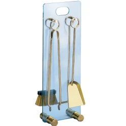 Viadurini Fire Design Kaminbesteck-Werkzeughalter aus gehärtetem Kristall mit 4 Zubehörteilen, hergestellt in Italien – Zebra