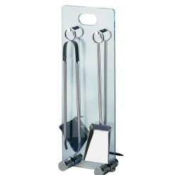 Viadurini Fire Design Kaminbesteck-Werkzeughalter aus gehärtetem Kristall mit 4 Zubehörteilen, hergestellt in Italien – Zebra