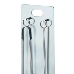 Viadurini Fire Design Kaminbesteck-Werkzeughalter aus gehärtetem Kristall mit 4 Zubehörteilen, hergestellt in Italien – Zebra