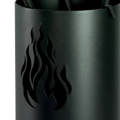 Viadurini Fire Design Kaminbesteck-Werkzeughalter aus Metall mit 4 Zubehörteilen und Flamme, hergestellt in Italien – Fakir