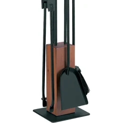 Viadurini Fire Design Kaminbesteck-Werkzeughalter mit 4 Zubehörteilen, Griffen und Holzstruktur, hergestellt in Italien – Koi