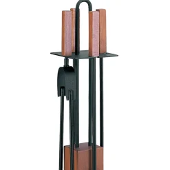 Viadurini Fire Design Kaminbesteck-Werkzeughalter mit 4 Zubehörteilen, Griffen und Holzstruktur, hergestellt in Italien – Koi