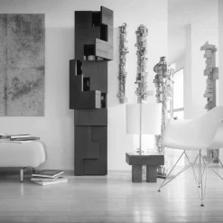 Viadurini Living Anrichte-Wertvoller Hochschrank aus Thermoholz n Lärche 3 Türen und 1 Schublade