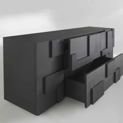 Viadurini Living Sideboards-Wertvolles Sideboard aus Thermoholz n Lärche 3 Türen und 1 Schublade