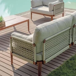 Viadurini in the Garden Garten Lounge Set-Wohnzimmer, bestehend aus 2 Sesseln, 1 Sofa und Couchtisch aus Aluminium - Symphony